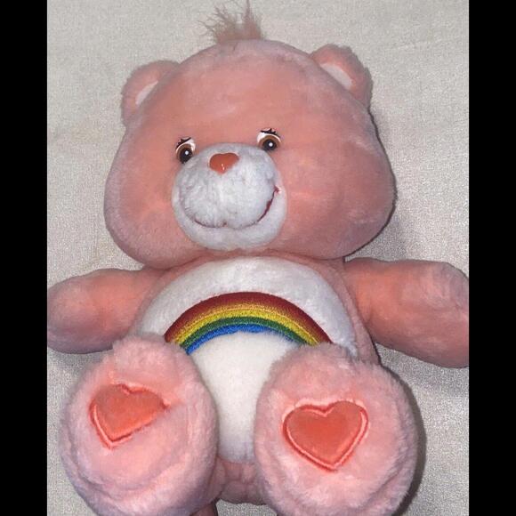 Care Bears 13" Cheer Bear Stuffed Plush Retired Pink Rainbow & Pink Hearts 2002 - Picture 4 of 9
